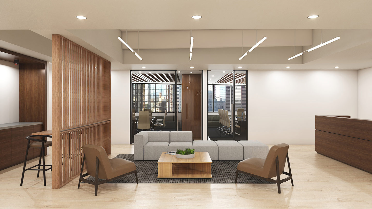 studio solutions office design color 3d renderings reception area