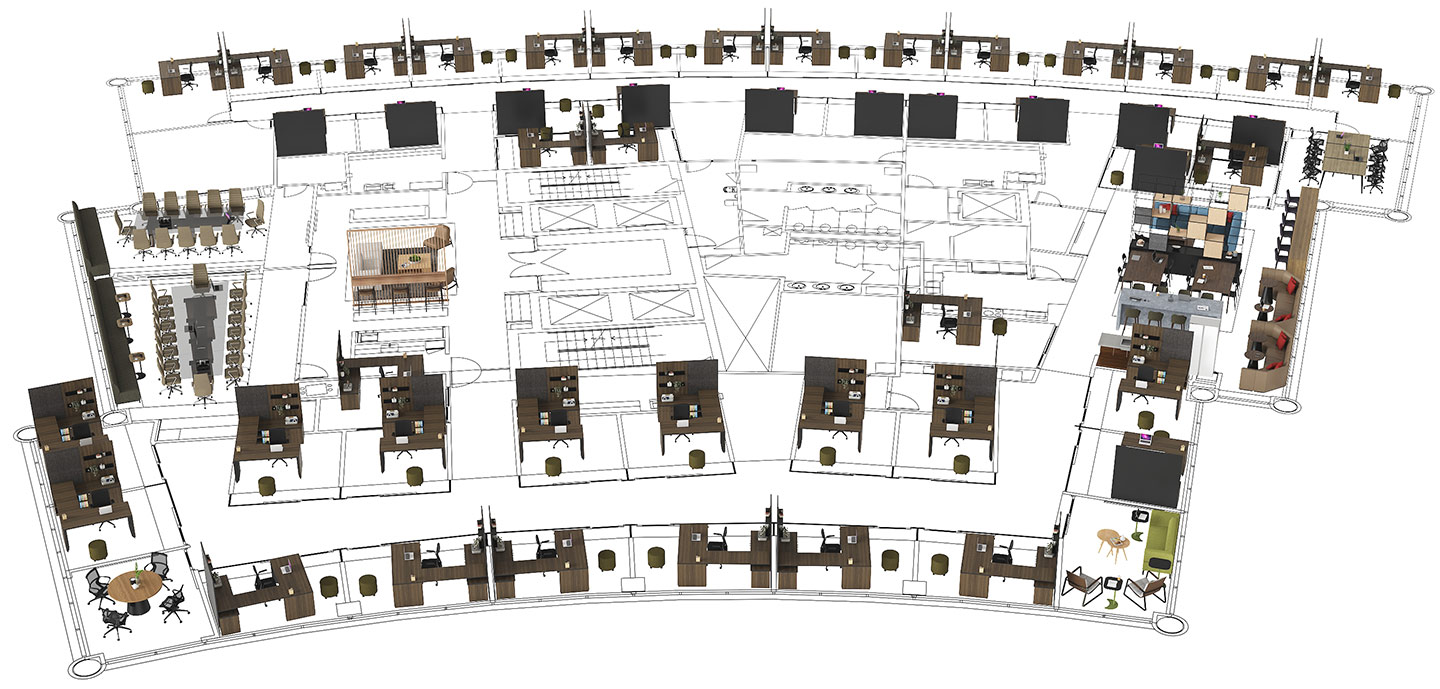 studio solutions office design 3d virtual staging overall view front